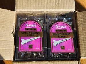 lot 264 image: Box of Annie single prong hair clips - 6 boxes of 80