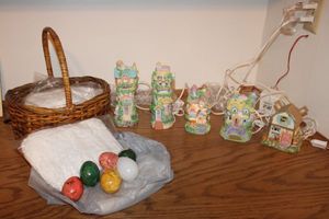 lot 139 image: Easter light up village with marble eggs