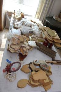 lot 24 image: Wood crafts with mini crafts and keychains