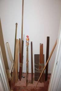 lot 125 image: Misc. wooden dowels, trim pieces and more