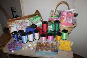 lot 126 image: Easter decorations and ribbon rolls