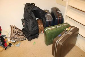 lot 179 image: Hard cover suitcases, traveling golf bag and more