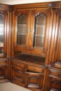 lot 208 image: Solid wood cabinet with locking key and double glass doors