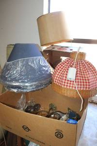 lot 230 image: Lamp shades and fixture parts