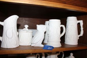 lot 269 image: Unfinished ceramic Bisque with owl figurine