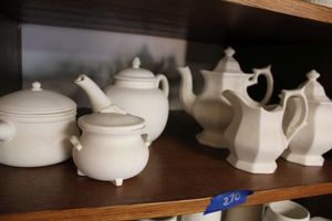 lot 270 image: Unfinished ceramic Bisque tea serving set