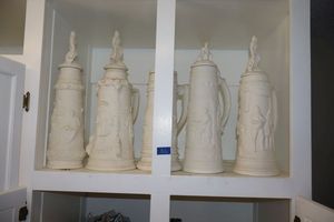 lot 326 image: Large unfinished ceramic bisque steins