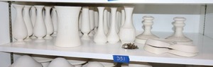 lot 331 image: Unfinished ceramic bisque bud vases and candle holders