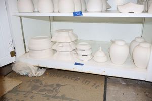 lot 333 image: Unfinished ceramic bisque urns and plant holder stands