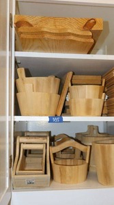 lot 335 image: Wood craft buckets and more