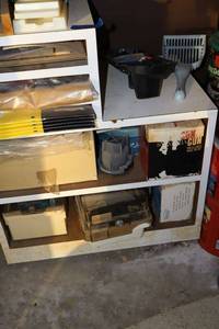 lot 379 image: Storage cabinet unit and contents