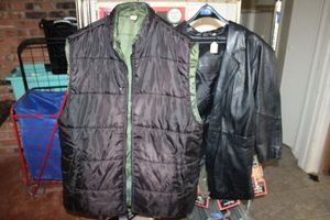 lot 58 image: Puffer vest 3XL and Black leather jacket size M