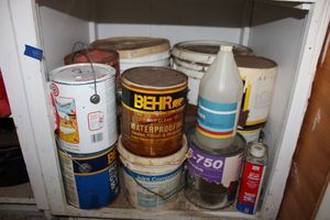lot 418 image: Paint cans and stain