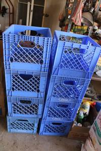 lot 495 image: Blue plastic milk cartons