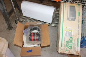lot 486 image: Postal mail boxes, headphones and work gloves