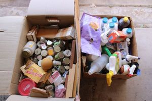 lot 497 image: Art supplies, household cleaners, plant food