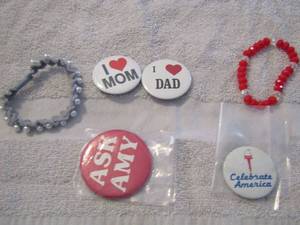 lot 50 image: 4 shirt pins, 2 womens bracelets