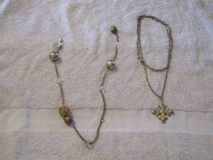 lot 57 image: beaded necklace, cross necklace
