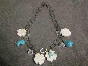 lot 56 image: turquoise and cross necklace