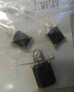 lot 38 image: black earrings and necklace pendants
