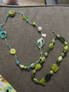lot 63 image: green and blue beaded necklaces