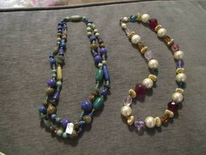 lot 61 image: qty 2 beaded necklaces