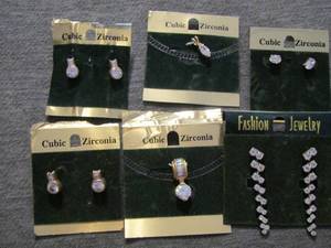 lot 128 image: cubic zirconia necklace pendants and earrings