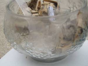 lot 17 image: Punch bowl with matching handled cups  grape design W  ladle