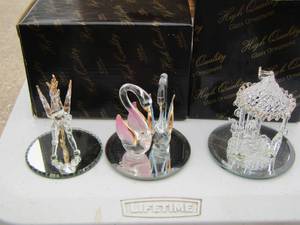 lot 36 image: High quality glass ornaments - PEGASUS,  CAROUSEL , 2 SWANS
