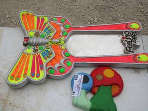 lot 45 image: butterfly mirror, mushroom dcor