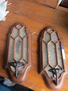 lot 60 image: 2 mirror wall candle holders