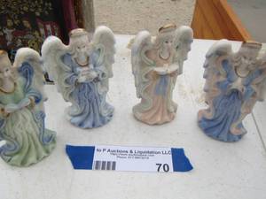 lot 70 image: Ceramic Angel Figurines  QTY 4