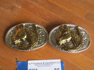 lot 85 image: qty 2 horse belt buckles