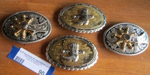 lot 90 image: BELT BUCKLES - 2 HAVE SPURS  & 2 HAVE BOOTS    - 4 BUCKLES IN TOTAL