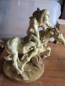 lot 1 image: Indian Horse Sculpture Marked L - 13 12 x 16