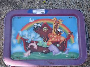 lot 185 image: 2 KIDS TRAYS & baking SHEET, MUFFIN TIN AND COOLING RACK