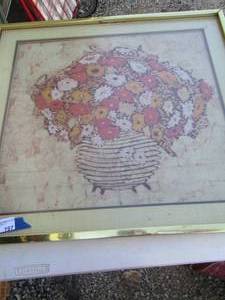 lot 197 image: 24 x 24 floral framed art