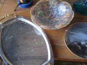 lot 232 image: double handled tray, bowl, eagle plate