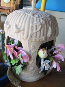 lot 240 image: home dcor - CERAMIC BIRD HOUSE  &  LIGHTED TREE