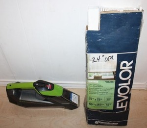 lot 136 image: White LEVOLOR wood blinds 27W x 72H, plus Bissell pet stain eraser