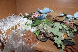 lot 100 image: Artificial flowers, unfinished ceramics