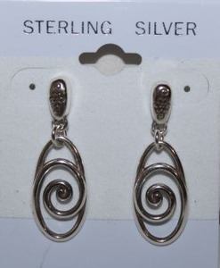 lot 193 image: Jewelry Sterling silver swirl drop earrings