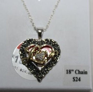 lot 223 image: Jewelry Sterling silver Love heart pendant necklace