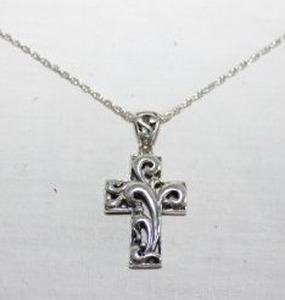 lot 225 image: Jewelry Sterling silver necklace with cross pendant