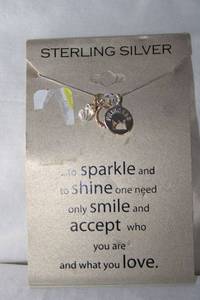 lot 226 image: Jewelry Sterling silver necklace with princess pendant. See retail tag in photos.