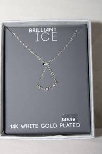 lot 230 image: Jewelry 14K white gold plated CZ necklace