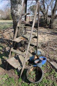 lot 268 image: Glazed flower pots and rustic ladder