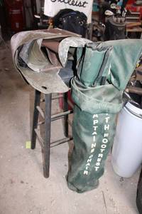 lot 339 image: Workshop bar stool, inner tubes and folding yard chair