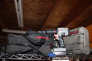lot 356 image: Tools Porter Cable driver, corded Craftsman multi-tool, and empty truck tool box