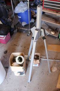 lot 364 image: Mount for RV antenna or satellite, floor jack, conduit, and PVC pieces